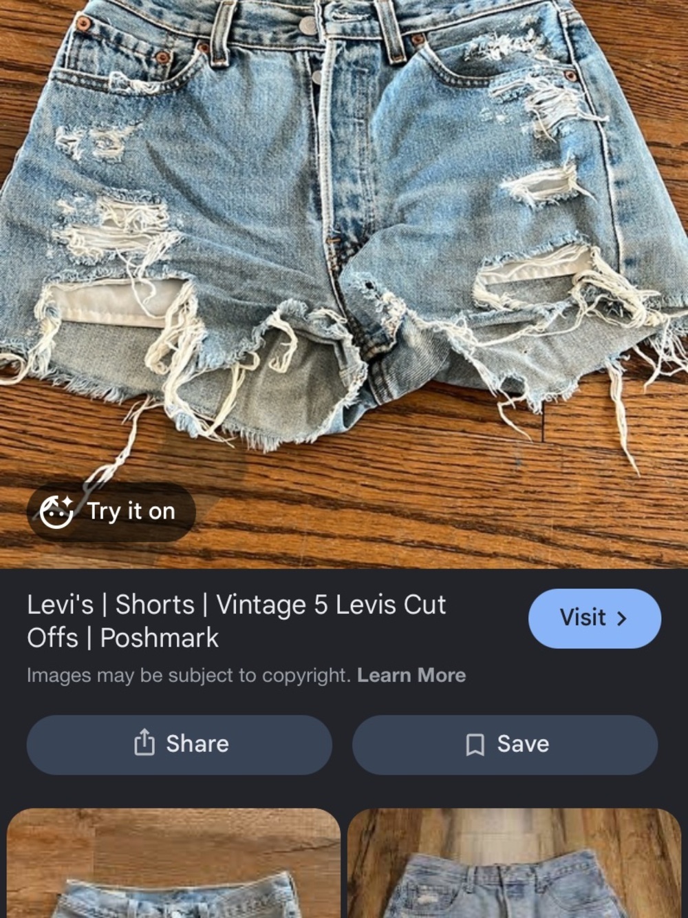 Levi's Light Blue Distressed Denim Cutoff Shorts size 28 cutoffs